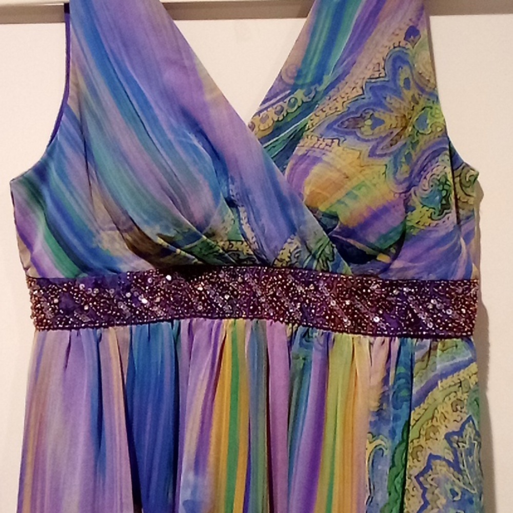 Oleg Cassini Paisley Floral Maxi Dress, ladies size 10 - Picture 3 of 10